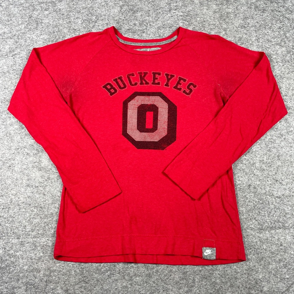 Ohio State Buckeyes Shirt Womens M Red Nike Long Sleeve Raglan Team Top